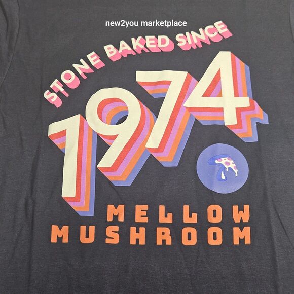 Mellow Mushroom Stoned baked since 74 Shirt Blue Unisex SMALL New never worn - Picture 4 of 5